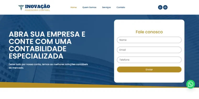 Site da Inovação Assessoria Contábil, case da Café e Criar
